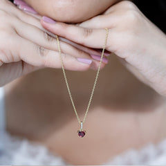 Rhodolite Garnet Heart Necklace with Diamond Accent Bail