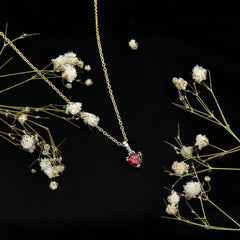 Rhodolite Garnet Heart Necklace with Diamond Accent Bail