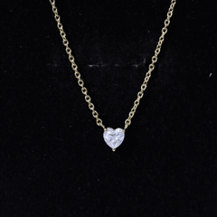Certified Half Carat Moissanite Heart Promise Necklace with Silver Chain