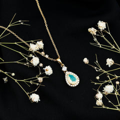 1 Carat Ethiopian Opal Teardrop Necklace with Diamond Halo