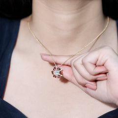 Certified 2 Carat Moissanite Flower Statement Necklace With Pink Tourmaline