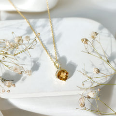 Cushion Cut 2.2 Carat Citrine Infinity Necklace with Silver Chain