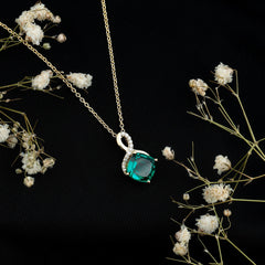 2 Carat Cushion Cut Lab Grown Emerald Infinity Necklace for Women