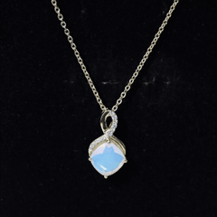 Cushion Cut 1.87 Carat Ethiopian Opal Infinity Necklace with Silver Chain