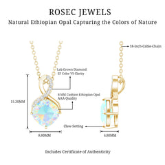 Cushion Cut 1.87 Carat Ethiopian Opal Infinity Necklace with Silver Chain