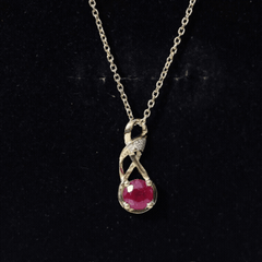 Natural 1.5 Carat Ruby and Diamond Infinity Necklace with Silver Chain