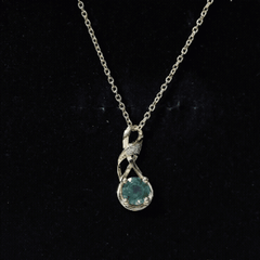 Certified Green Sapphire and Diamond Infinity Necklace with Chain