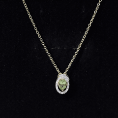Certified Oval Peridot Pendant Necklace with Lab Diamond