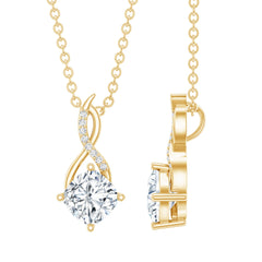 Certified 1.2 Carat Cushion Cut Moissanite Infinity Necklace with Silver Chain