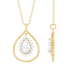 Certified Pear Shaped Moissanite Wedding Necklace for Bride