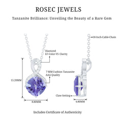Genuine 1.89 Carat Tanzanite Infinity Necklace with Silver Chain