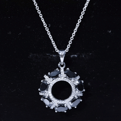 3 CT Oval Cut Black Spinel Eternity Necklace with Silver Chain
