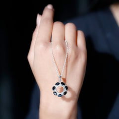 3 CT Oval Cut Black Spinel Elegant Pendant with Moissanite