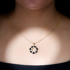 3 CT Oval Cut Black Spinel Elegant Pendant with Moissanite