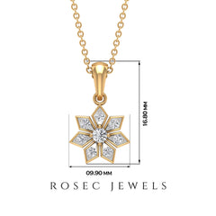 Natural Diamond Flower Pendant Necklace