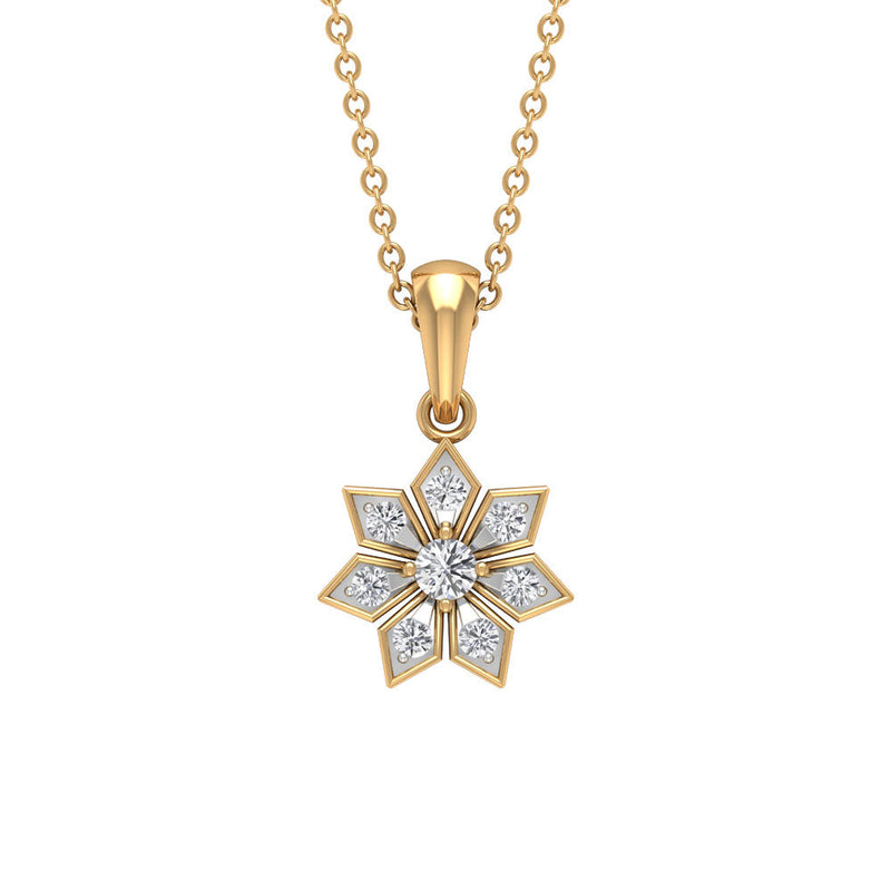 Natural Diamond Flower Pendant Necklace