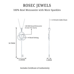 Certified Moissanite Vintage Key Pendant Necklace
