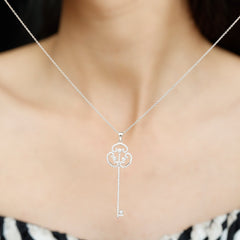 Certified Moissanite Vintage Key Pendant Necklace