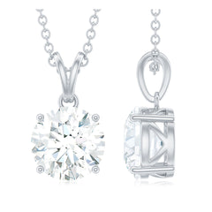 Certified 2 Carat Moissanite Solitaire Pendant Necklace With Chain