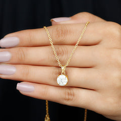 Certified 2 Carat Moissanite Solitaire Pendant Necklace With Chain