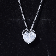 2 Carat Heart Shape Moissanite Solitaire Necklace in Bezel Setting