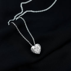 2 Carat Heart Shape Moissanite Solitaire Necklace in Bezel Setting