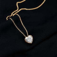 2 Carat Heart Shape Moissanite Solitaire Necklace in Bezel Setting