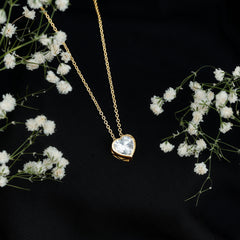 2 Carat Heart Shape Moissanite Solitaire Necklace in Bezel Setting
