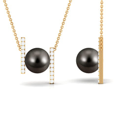 10 MM Bead Set Tahitian Pearl Solitaire Necklace with Diamond