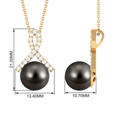 Tahitian Pearl Solitaire Pendant with Diamond Twisted Bail