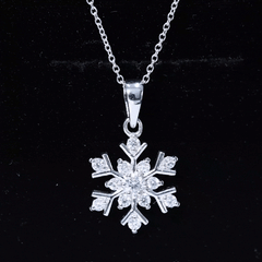Certified Moissanite Snowflake Pendant Necklace for Women