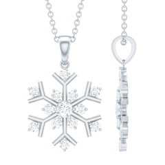 Certified Moissanite Snowflake Pendant Necklace for Women