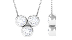 0.25 CT Round Cut Moissanite Minimal Three Stone Necklace
