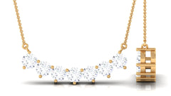 Round Cut Moissanite Seven Stone Curved Necklace