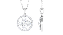 Simple Moissanite Flower Pendant with Halo