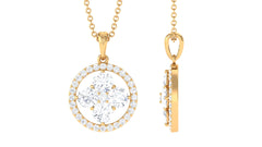 Simple Moissanite Flower Pendant with Halo