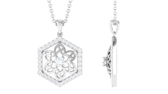 0.50 CT Certified Moissanite Floral Pendant in Gold
