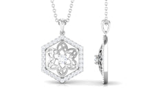 0.50 CT Certified Moissanite Floral Pendant in Gold