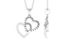 Certified Moissanite Twin Heart Pendant Necklace
