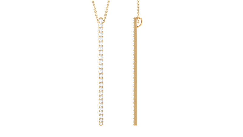 1.25 CT Certified Moissanite Bar Dangle Pendant