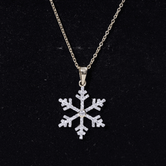 Certified Moissanite Frozen Snowflake Pendant in Gold