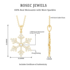 Certified Moissanite Frozen Snowflake Pendant in Gold