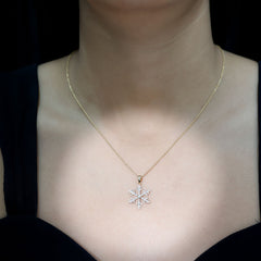 Certified Moissanite Frozen Snowflake Pendant in Gold