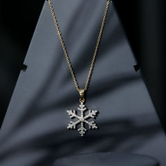 Certified Moissanite Frozen Snowflake Pendant in Gold