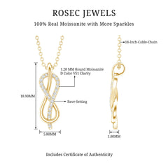 Minimal Moissanite Infinity Knot Pendant Necklace