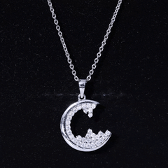 C Initial Necklace with Moissanite Cluster