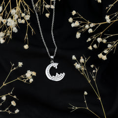 C Initial Necklace with Moissanite Cluster