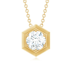 Certified Moissanite Solitaire Hexagonal Pendant