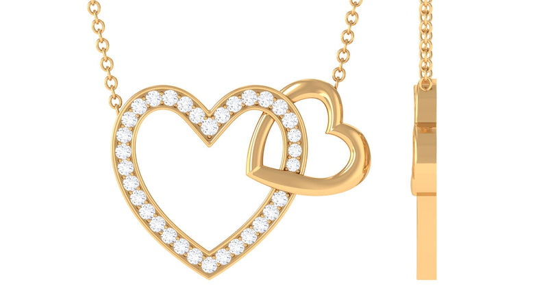 1/2 Certified Moissanite Twin Heart Gold Necklace