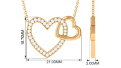 1/2 Certified Moissanite Twin Heart Gold Necklace
